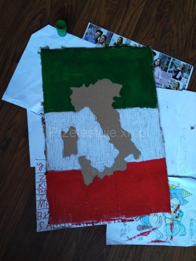 mapa z flagą Włoch